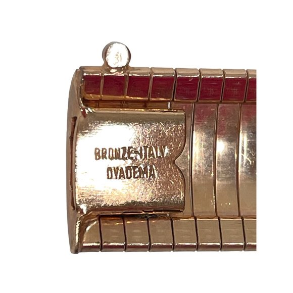 Bronze Italy Dyadema Fashion Bangle Bracelet Rose Gold Color 7.75” x.25” Bends - Picture 10 of 13